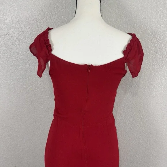 Reformations Dress Red Women 10 Butterfly Cherry Milkmaid Babydoll Maxi Romantic - Picture 4 of 13